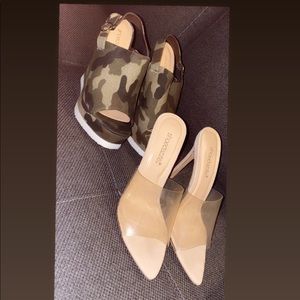 A clear transparent stiletto and A high camouflage